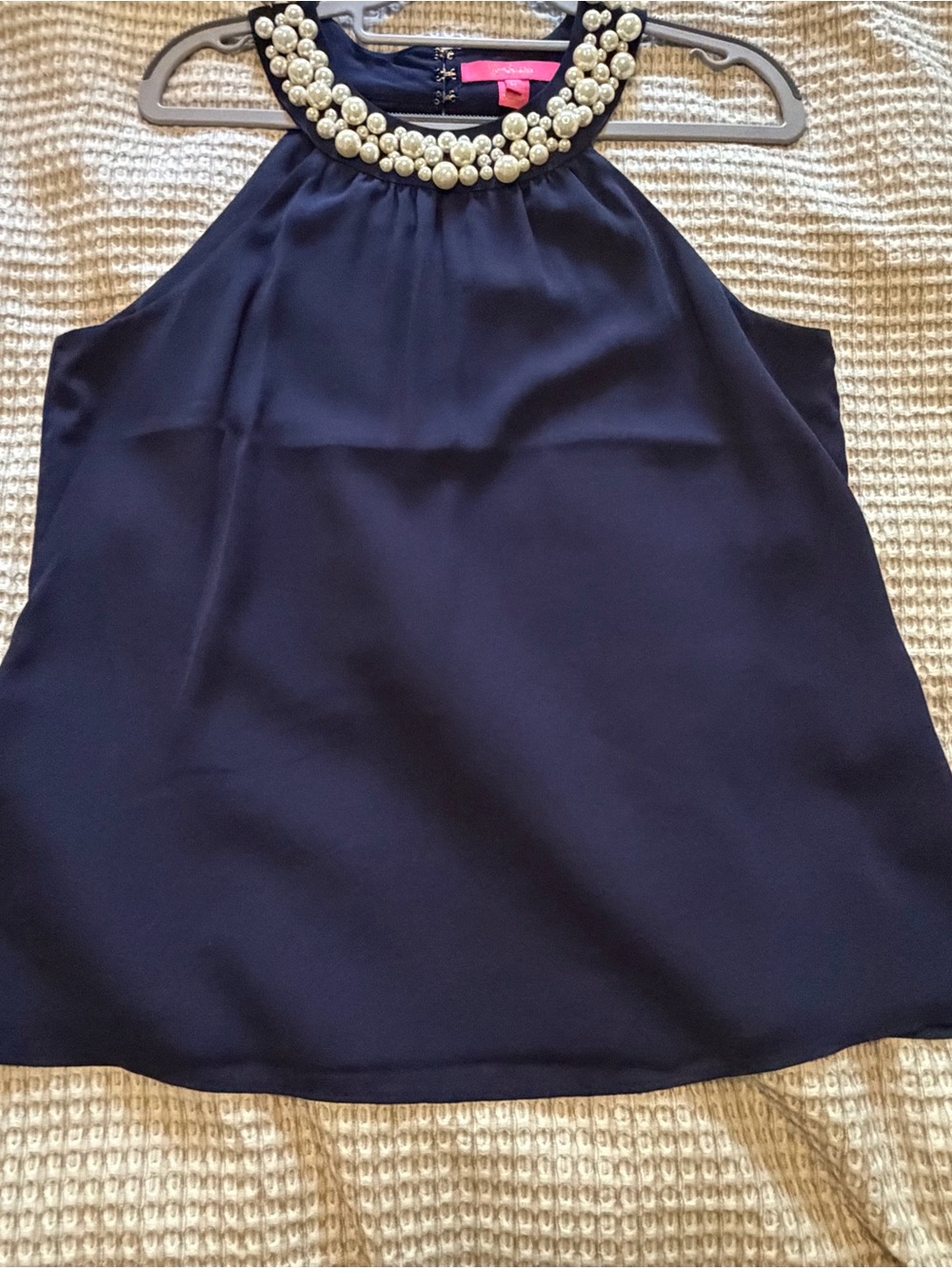 Lilly Pulitzer Shawn Navy Pearl-Neck Halter Top - Women - Picture 3 of 8